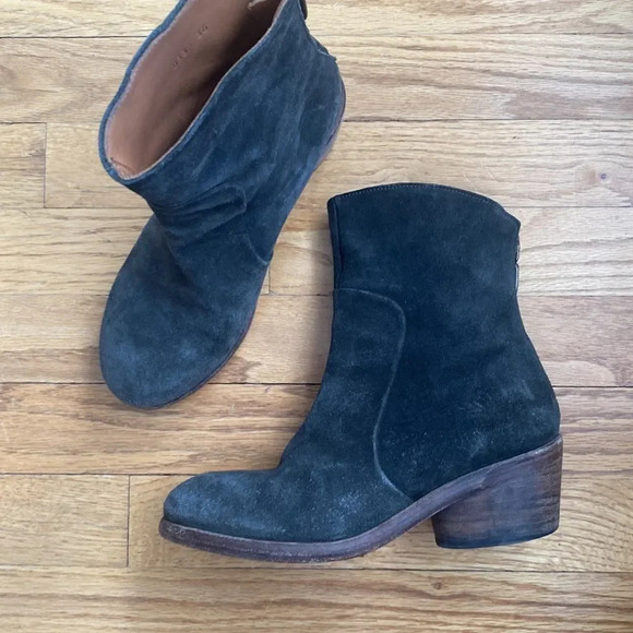 P. Monjo handmade drk olive suede zip boots sz EU 36 or US 6 lots of life left - Picture 7 of 7